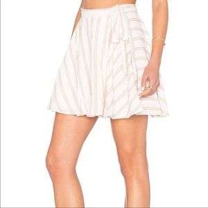 Privacy Please x Revolve Randall Wrap Mini Skirt in Ivory Stripe Small